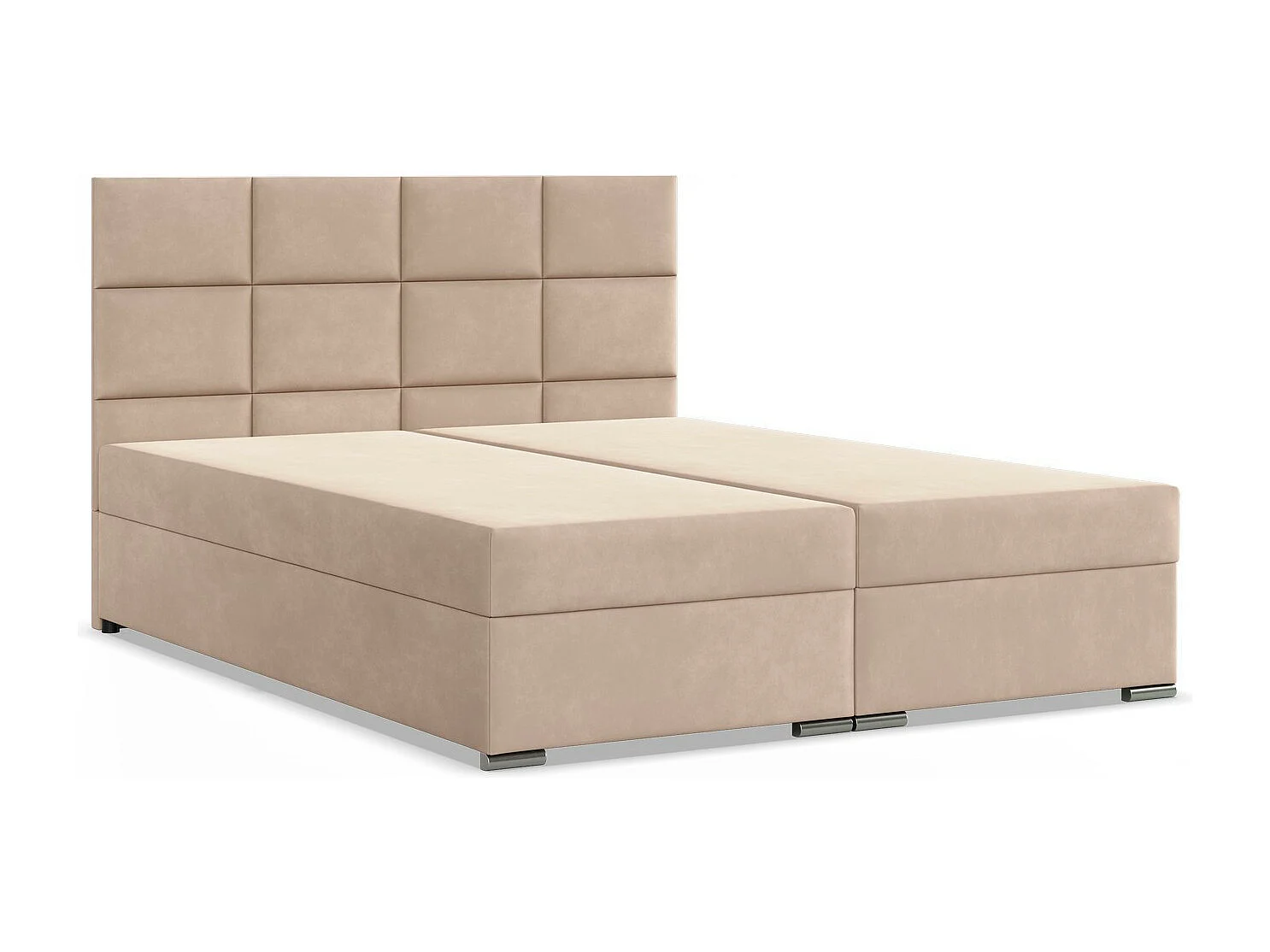 Kontinentales Bett mit Kopfteil 140x200 cm, mit Bettkasten, Beige