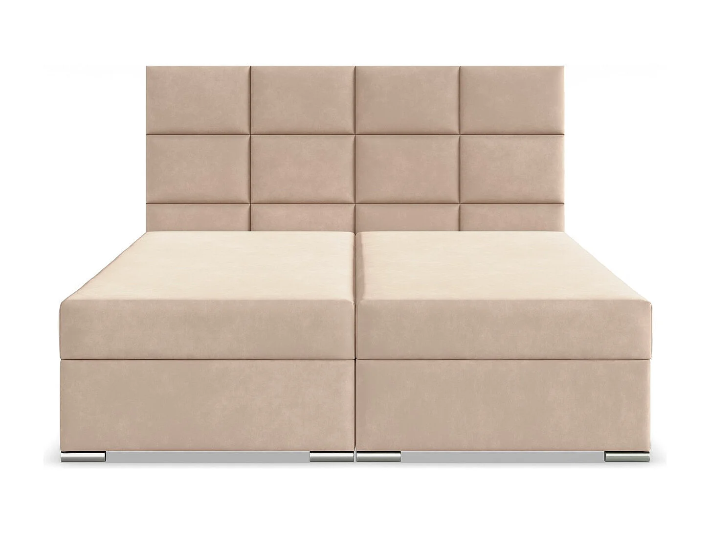 Kontinentales Bett mit Kopfteil 140x200 cm, mit Bettkasten, Beige