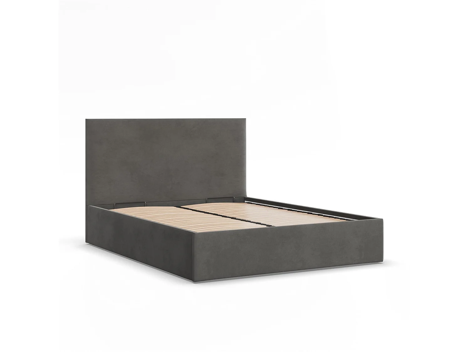 Gepolstertes Bett mit Kopfteil 180x200 cm, mit Bettkasten, Grau