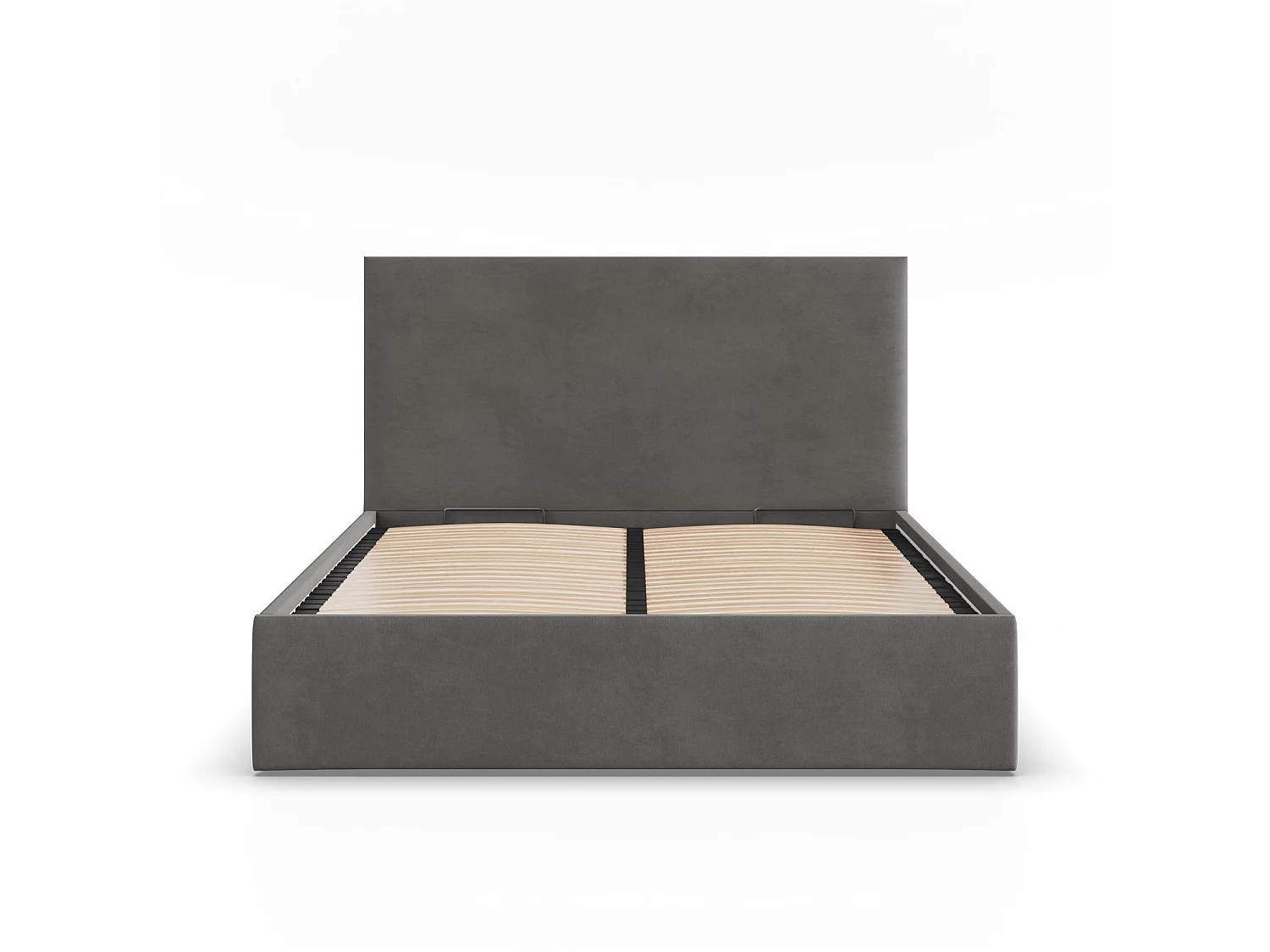 Gepolstertes Bett mit Kopfteil 180x200 cm, mit Bettkasten, Grau