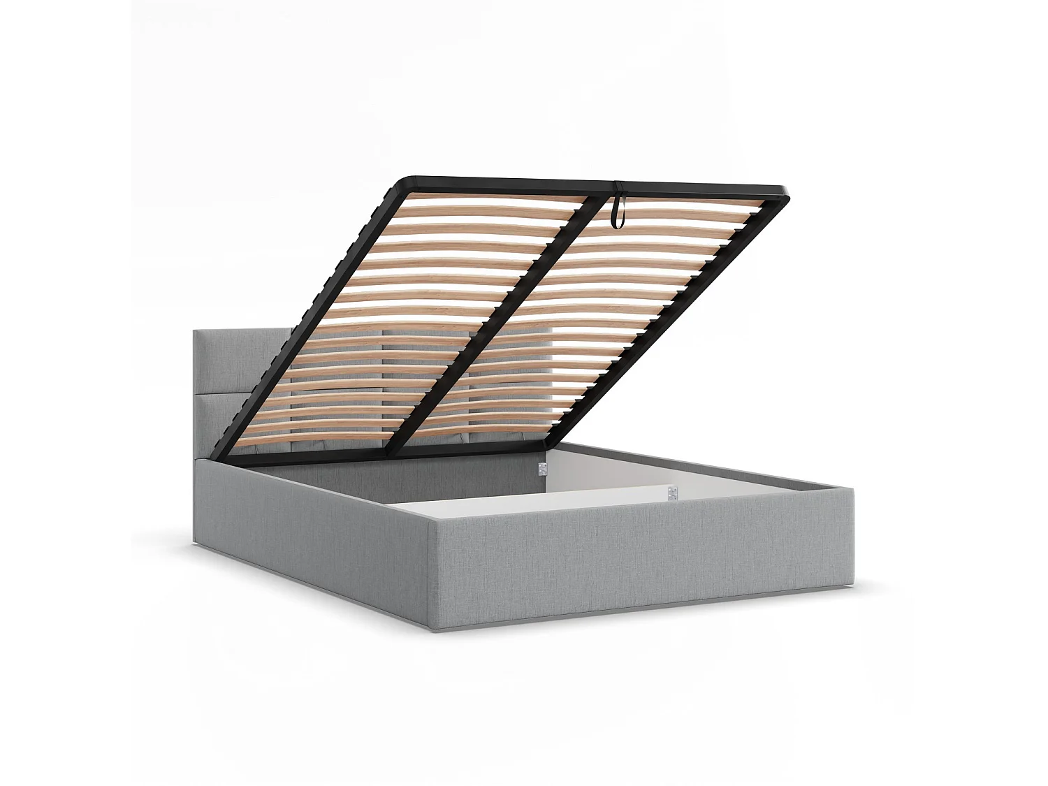 Łóżko tapicerowane z zagłówkiem 140x200 cm, z pojemnikiem na łóżko, szare