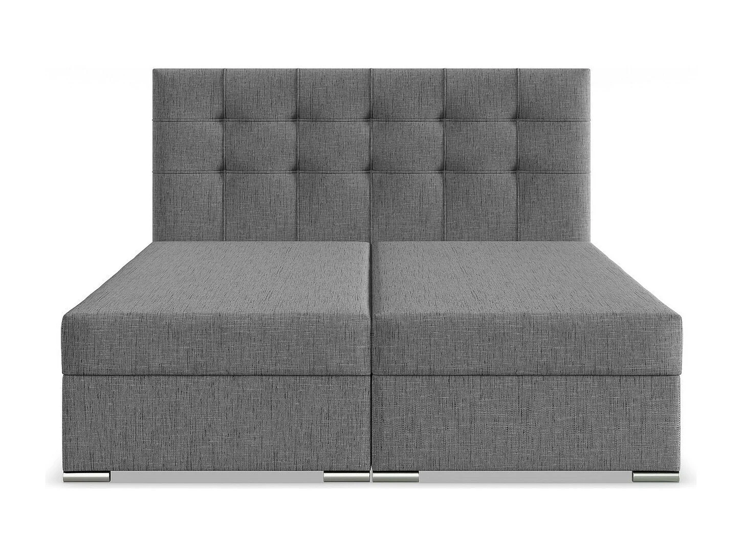 Kontinentales Bett mit Kopfteil 160x200 cm, mit Bettkasten, Grau