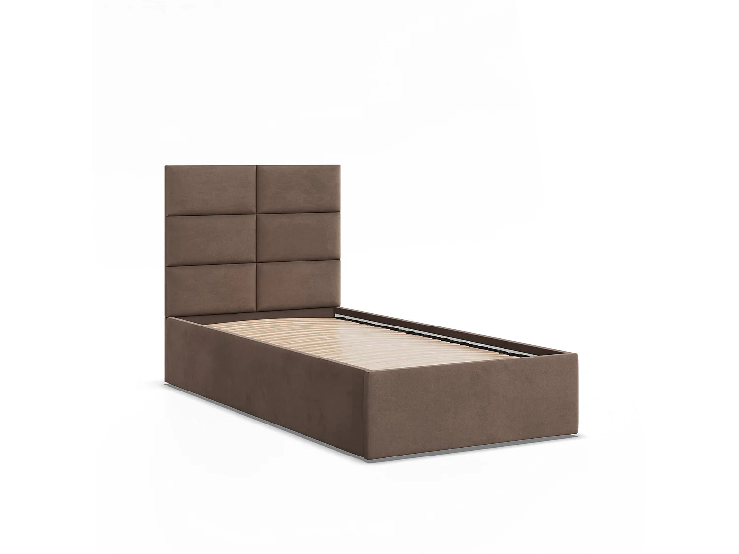 Gepolstertes Bett mit Kopfteil 90x200 cm,  Braun