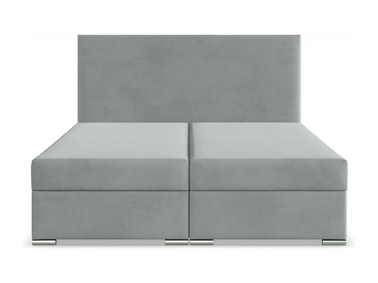 Łóżko kontynentalne z zagłówkiem 140x200 cm, ze schowkiem, szare