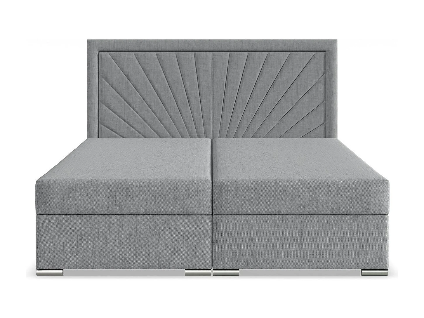 Kontinentales Bett mit Kopfteil 140x200 cm, mit Bettkasten, Grau