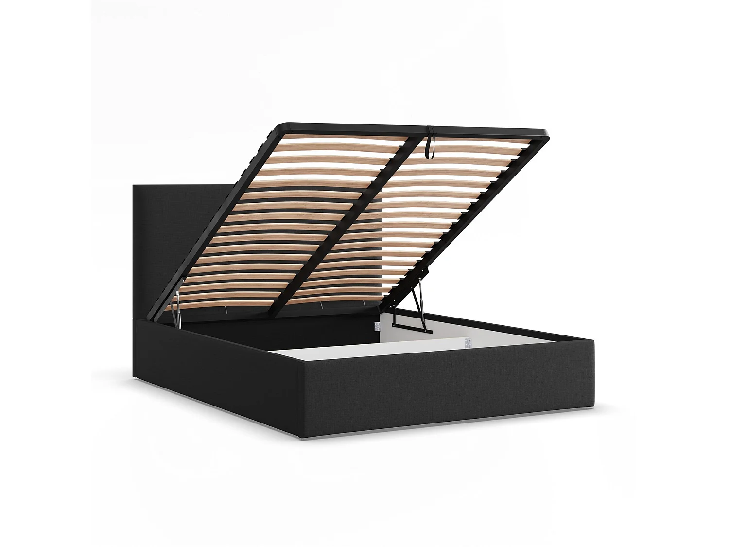 Łóżko tapicerowane z zagłówkiem 160x200 cm, z pojemnikiem na łóżko, czarne