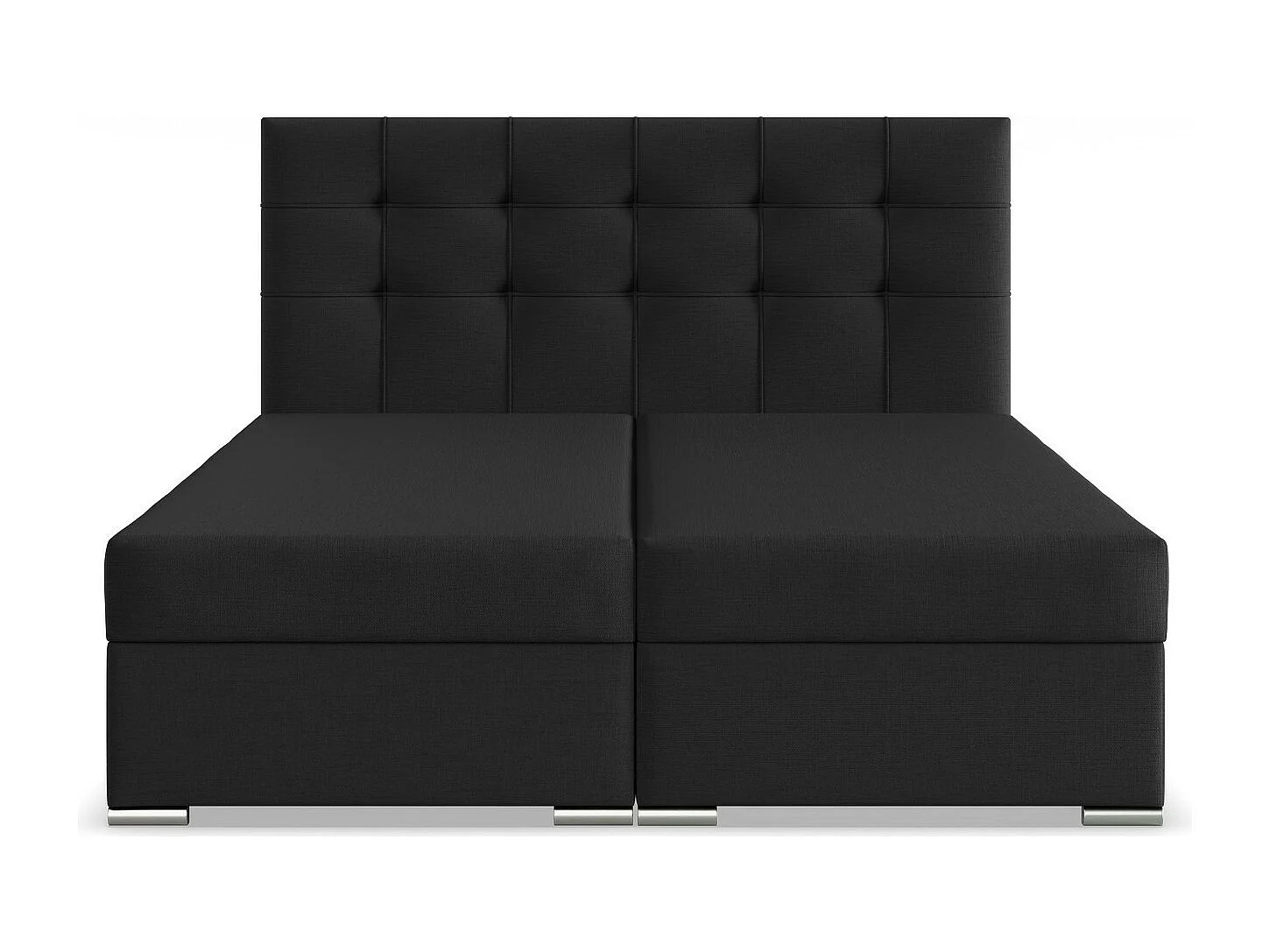 Kontinentales Bett mit Kopfteil 140x200 cm, mit Bettkasten, Schwarz