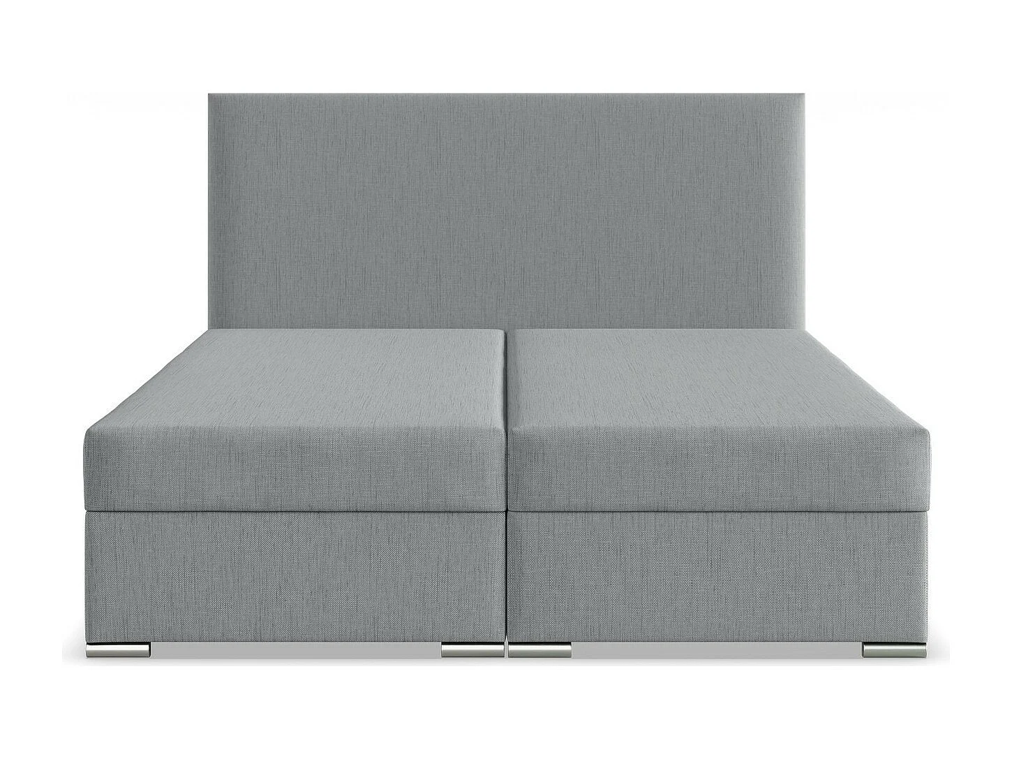 Kontinentales Bett mit Kopfteil 180x200 cm, mit Bettkasten, Grau