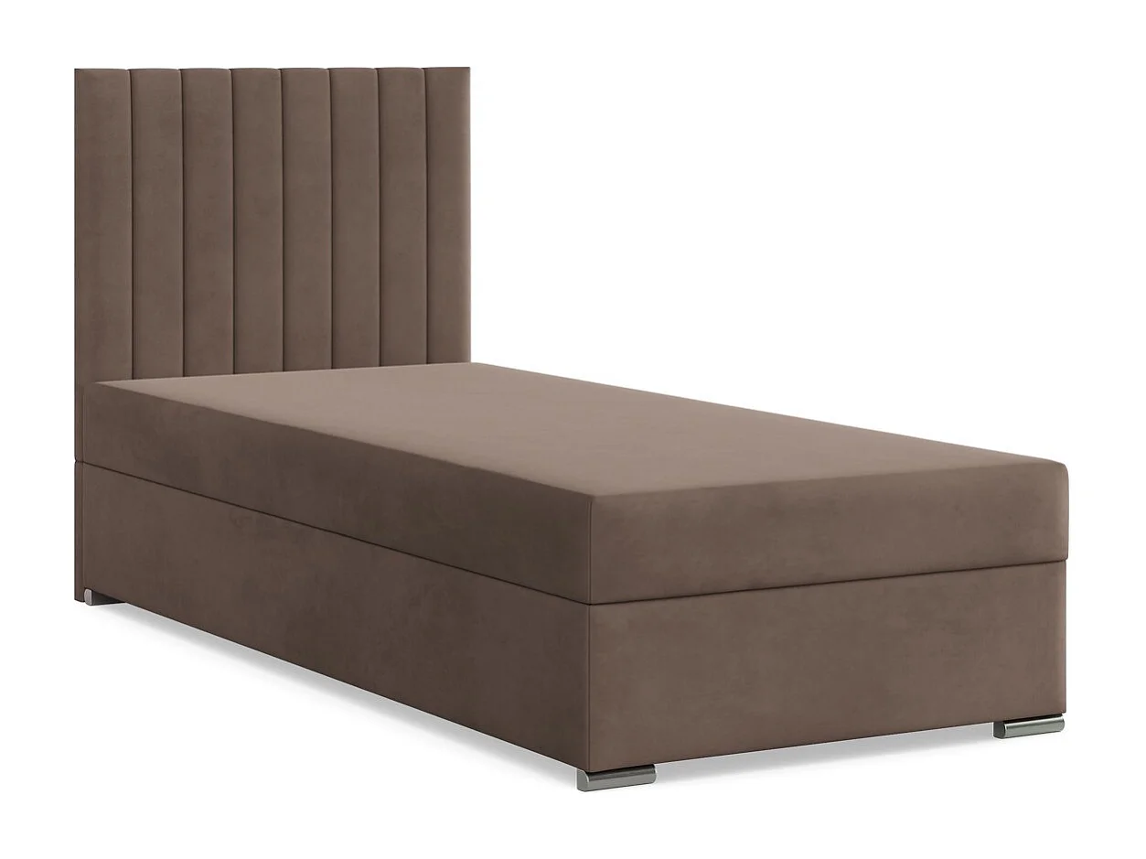Łóżko kontynentalne z zagłówkiem 90x200 cm, z pojemnikiem na łóżko, kolor brązowy