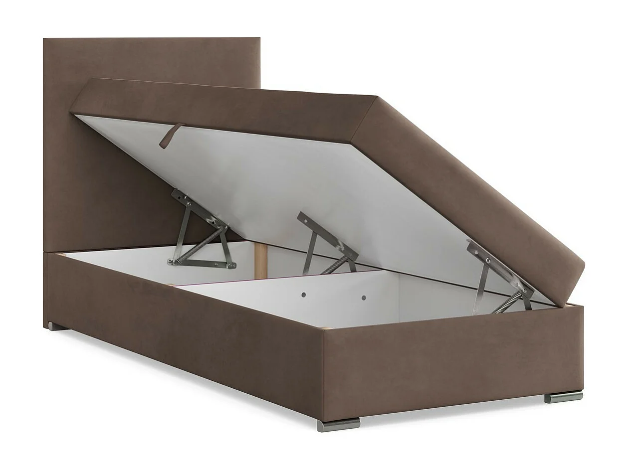 Łóżko kontynentalne z zagłówkiem 90x200 cm, z pojemnikiem na łóżko, kolor brązowy