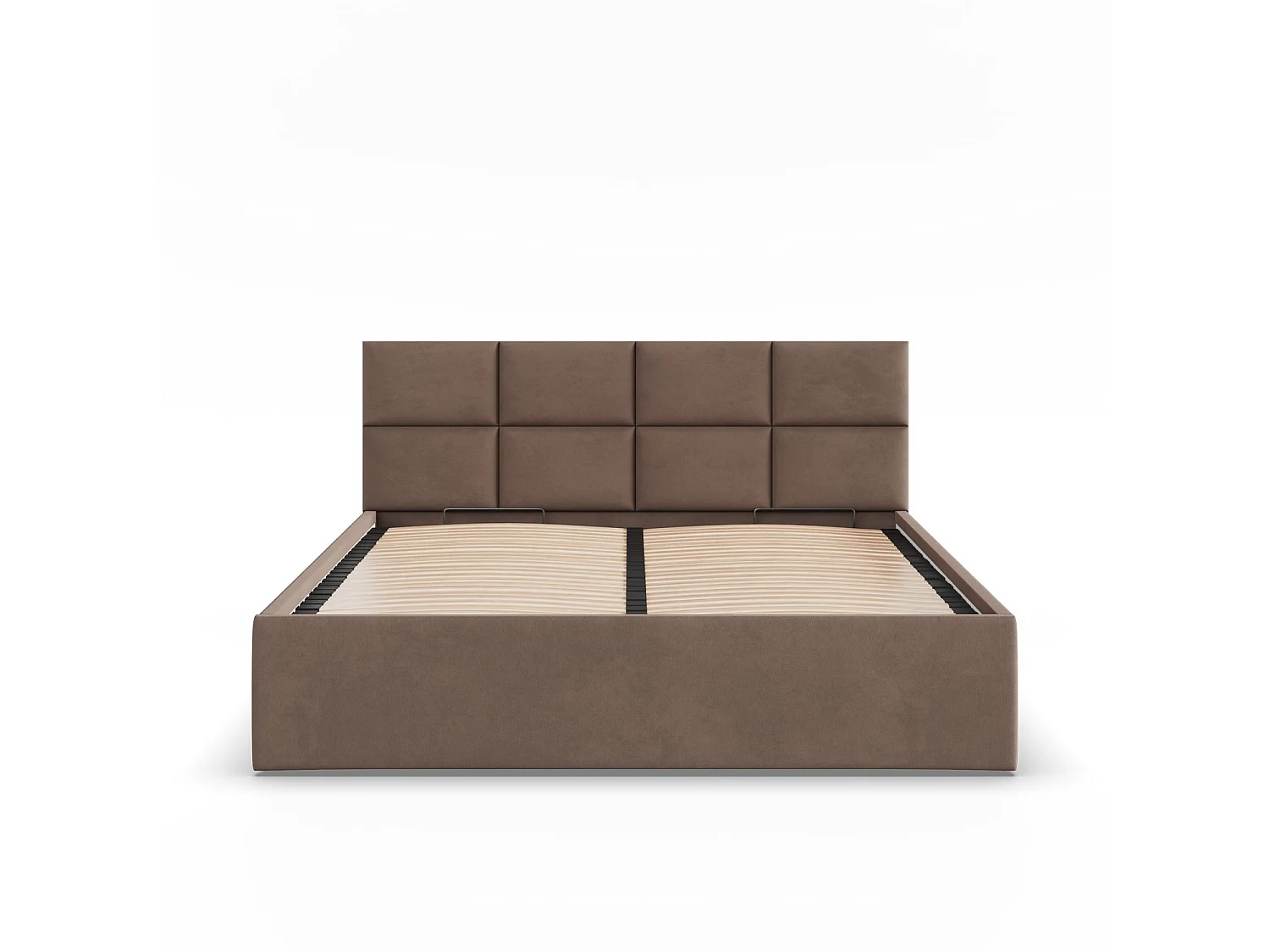 Łóżko wyściełane z zagłówkiem 180x200 cm, z pojemnikiem na łóżko, kolor brązowy