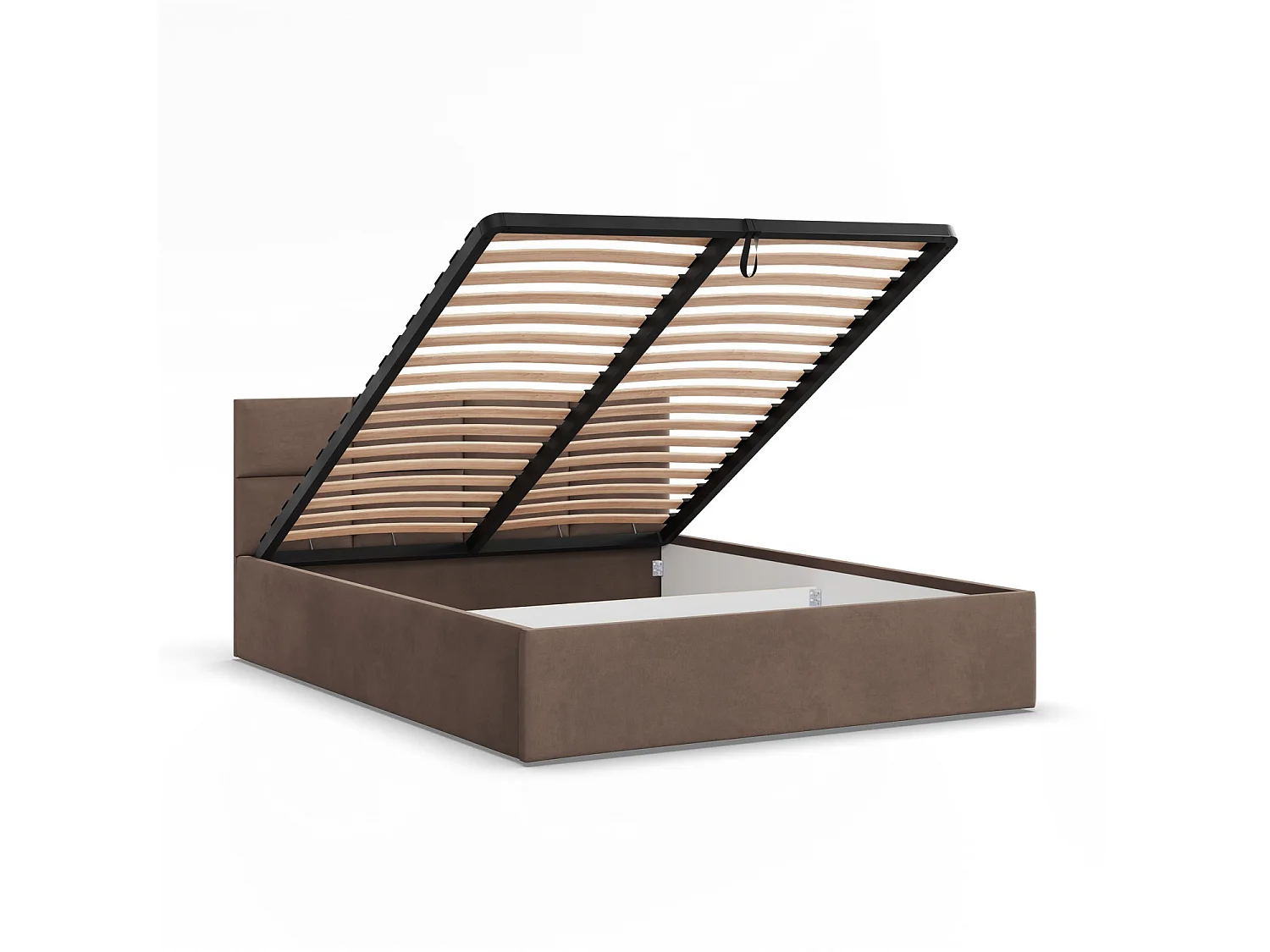 Łóżko wyściełane z zagłówkiem 180x200 cm, z pojemnikiem na łóżko, kolor brązowy