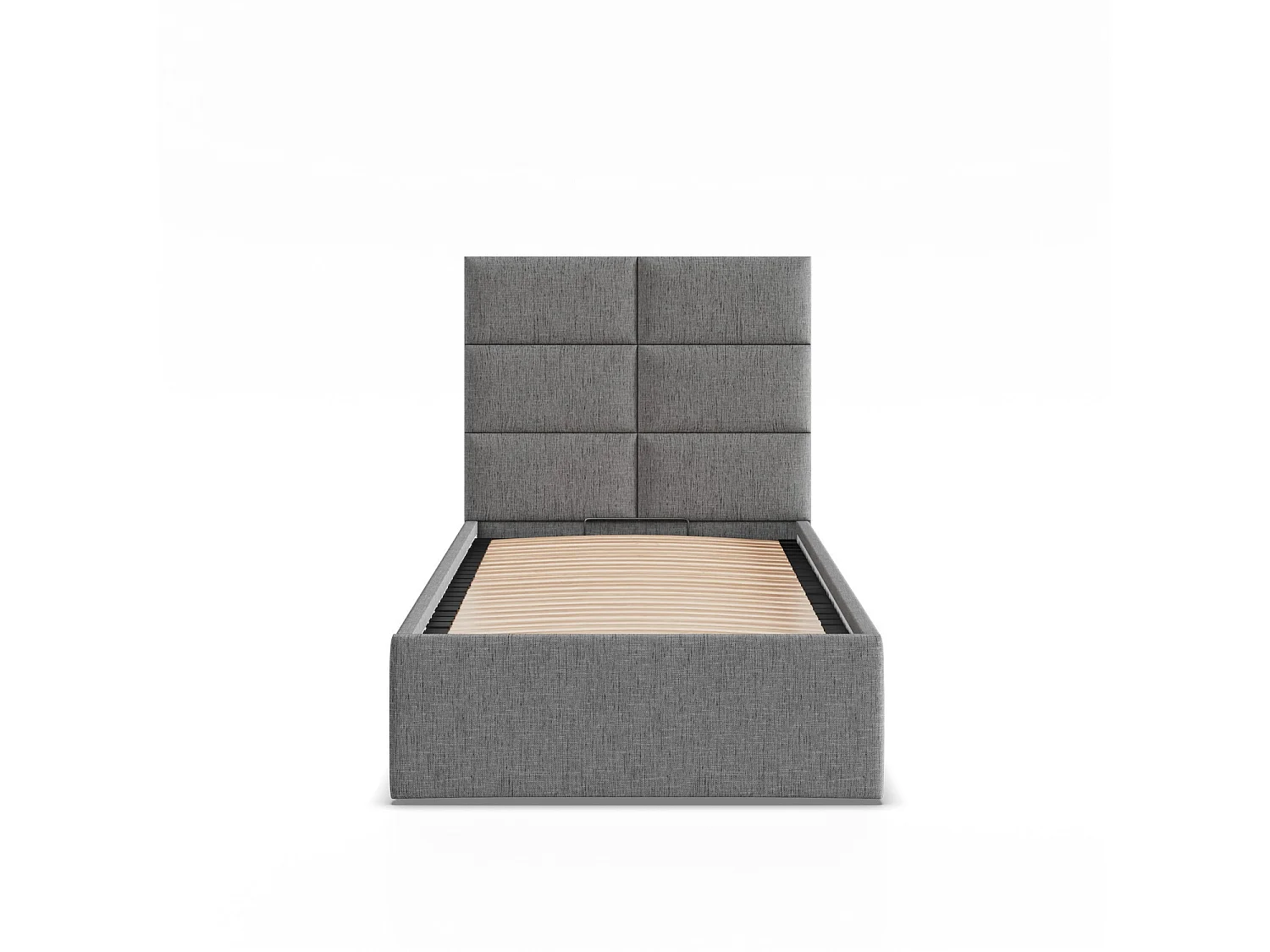 Łóżko tapicerowane z zagłówkiem 90x200 cm, z pojemnikiem na łóżko, szare