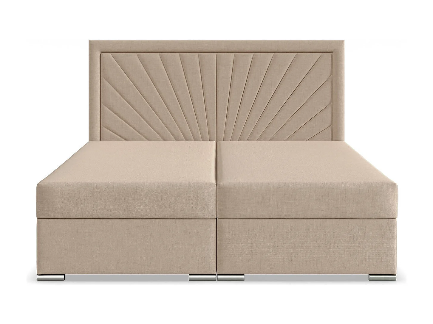 Kontinentales Bett mit Kopfteil 160x200 cm, mit Bettkasten, Beige