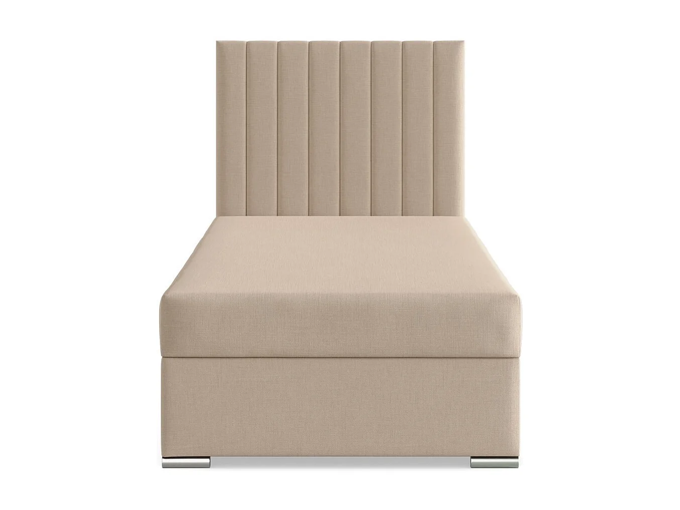 Kontinentales Bett mit Kopfteil 90x200 cm, mit Bettkasten, Beige