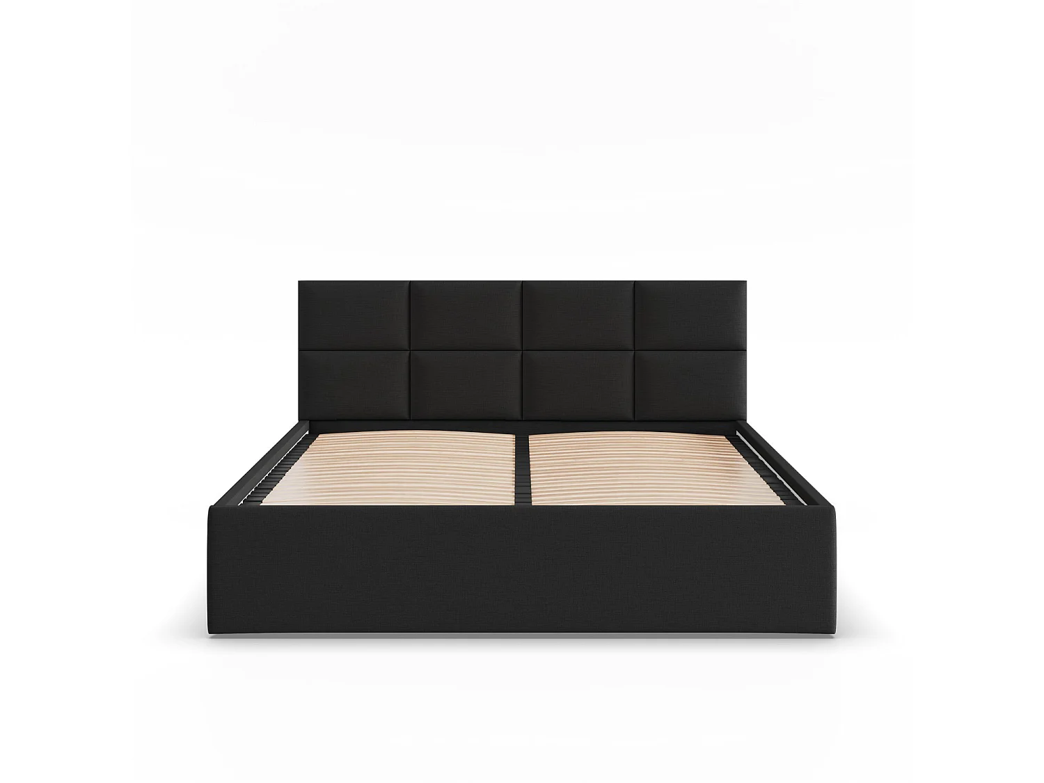 Gepolstertes Bett mit Kopfteil 160x200 cm,  Schwarz