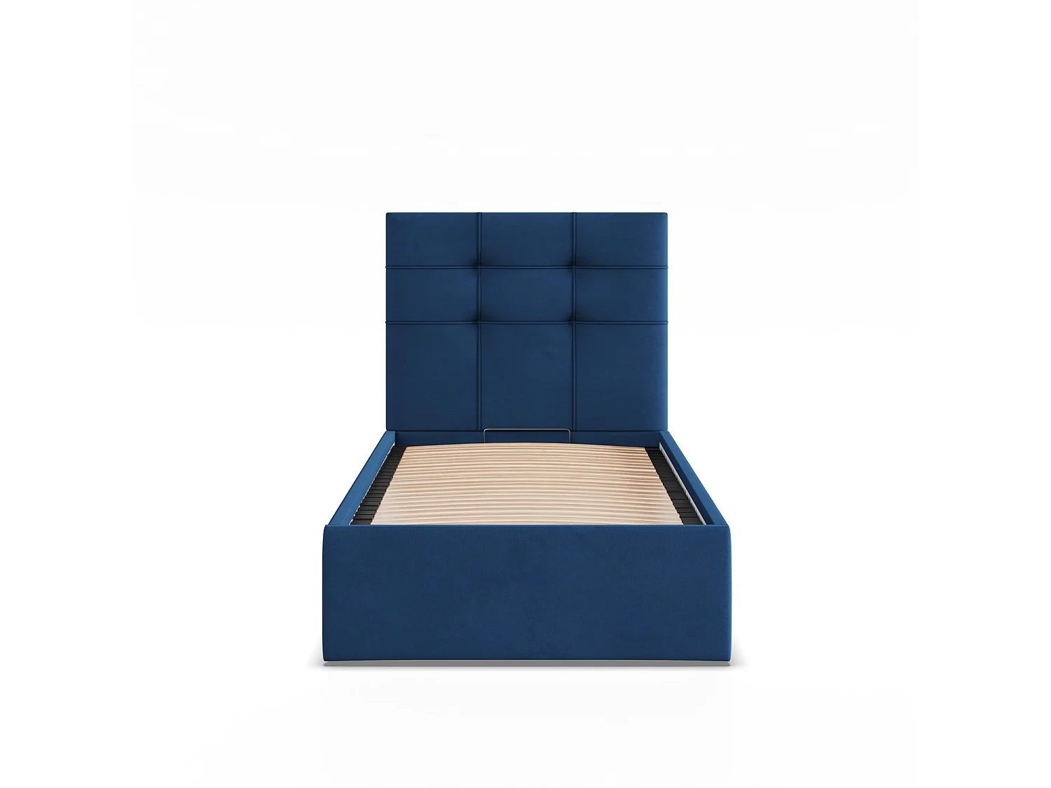 Gepolstertes Bett mit Kopfteil 90x200 cm, mit Bettkasten, Blau