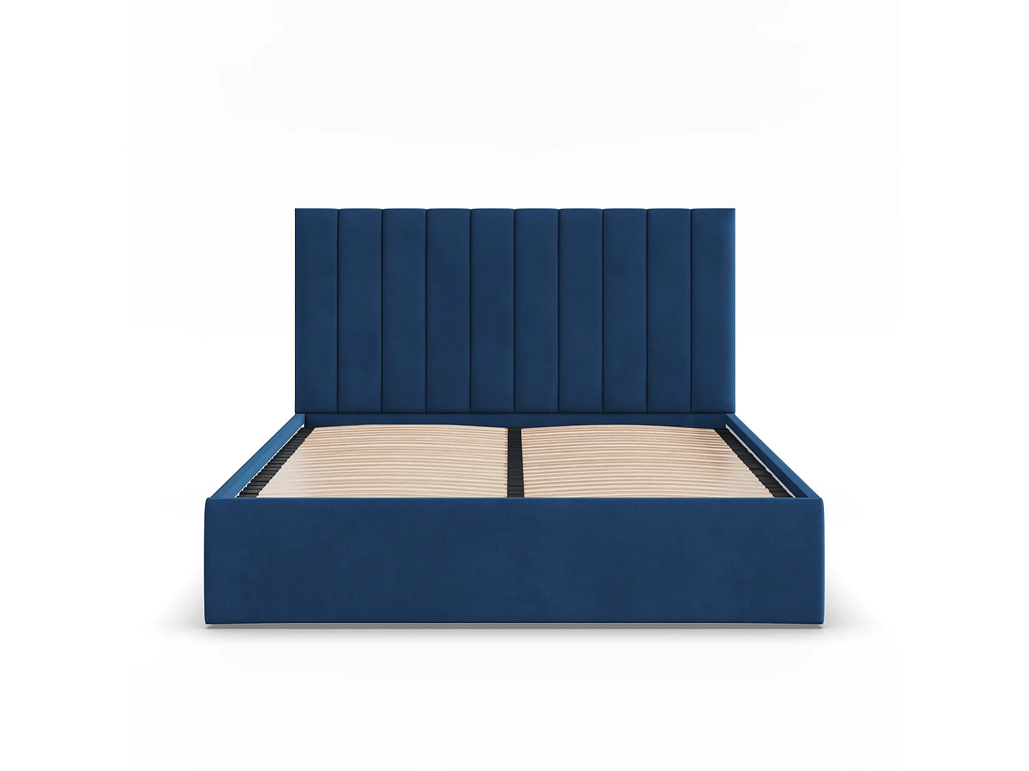 Łóżko tapicerowane z zagłówkiem 140x200 cm, niebieskie