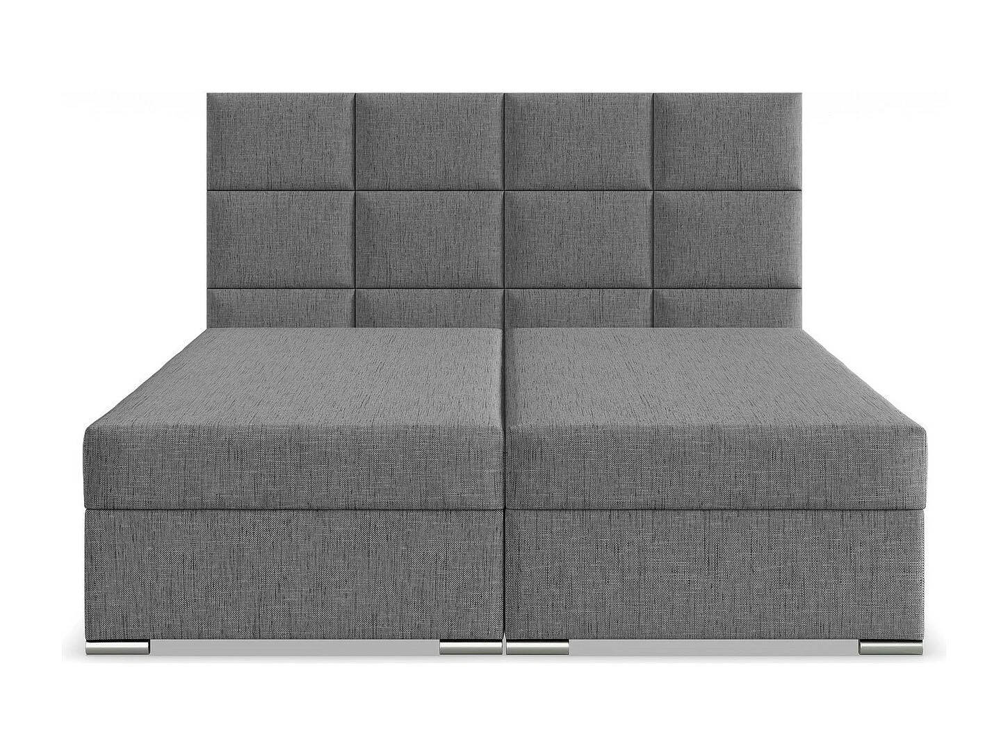 Łóżko kontynentalne z zagłówkiem 180x200 cm, ze schowkiem, szare