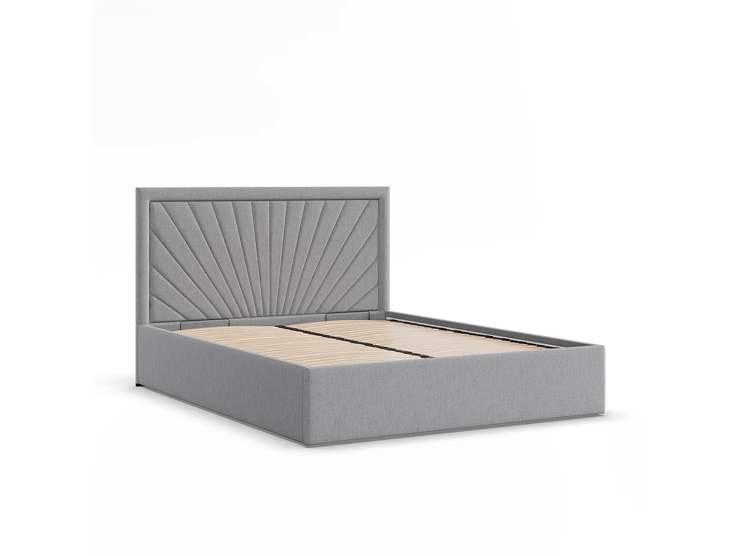 Łóżko tapicerowane z zagłówkiem 160x200 cm, z pojemnikiem na łóżko, szare