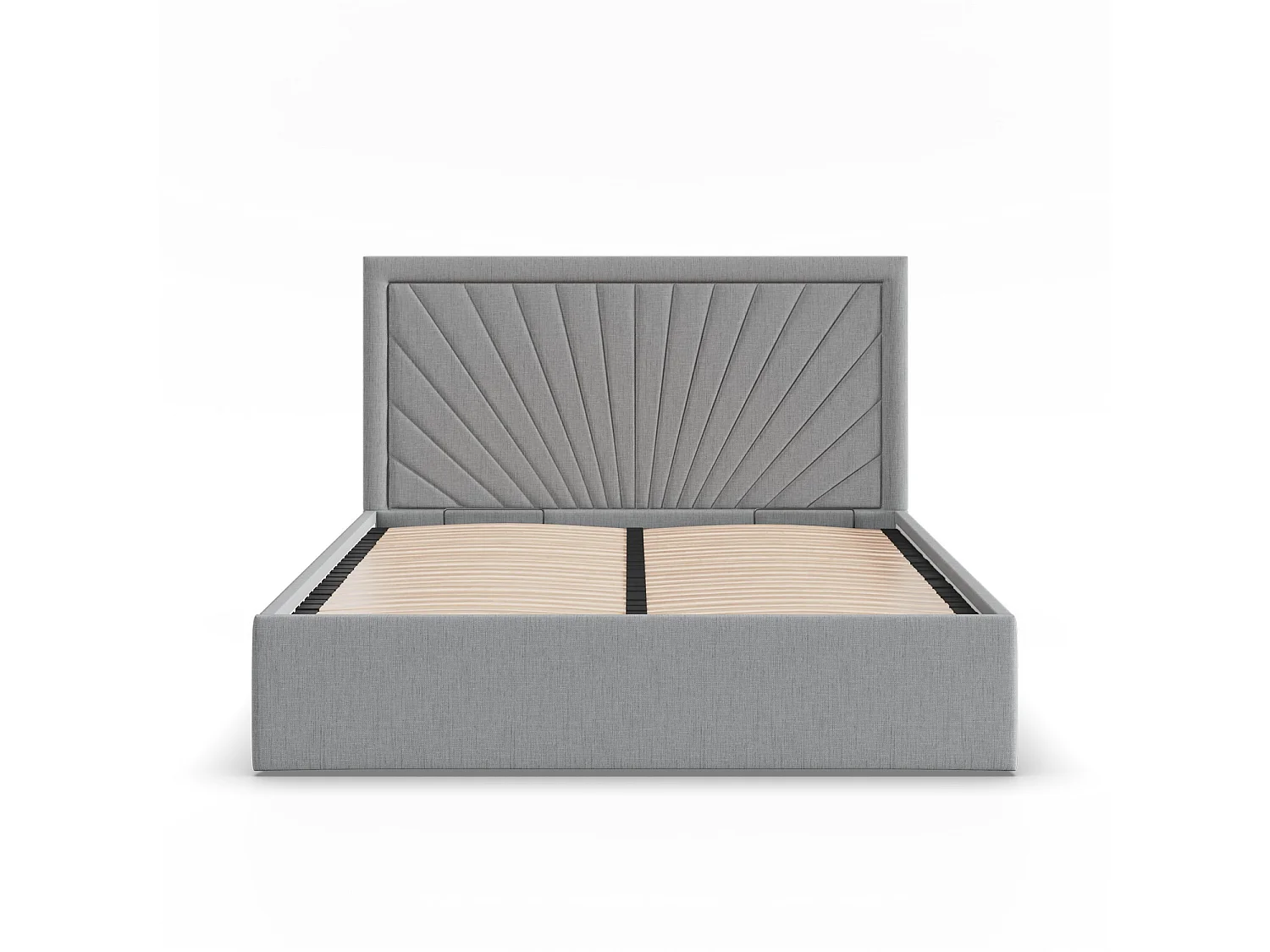 Łóżko tapicerowane z zagłówkiem 160x200 cm, z pojemnikiem na łóżko, szare
