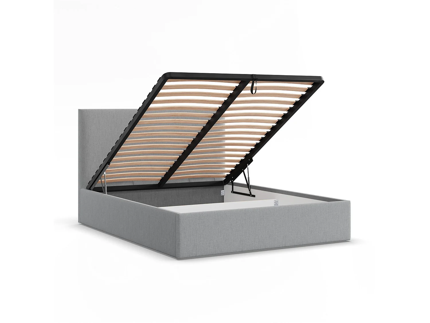 Łóżko tapicerowane z zagłówkiem 160x200 cm, z pojemnikiem na łóżko, szare