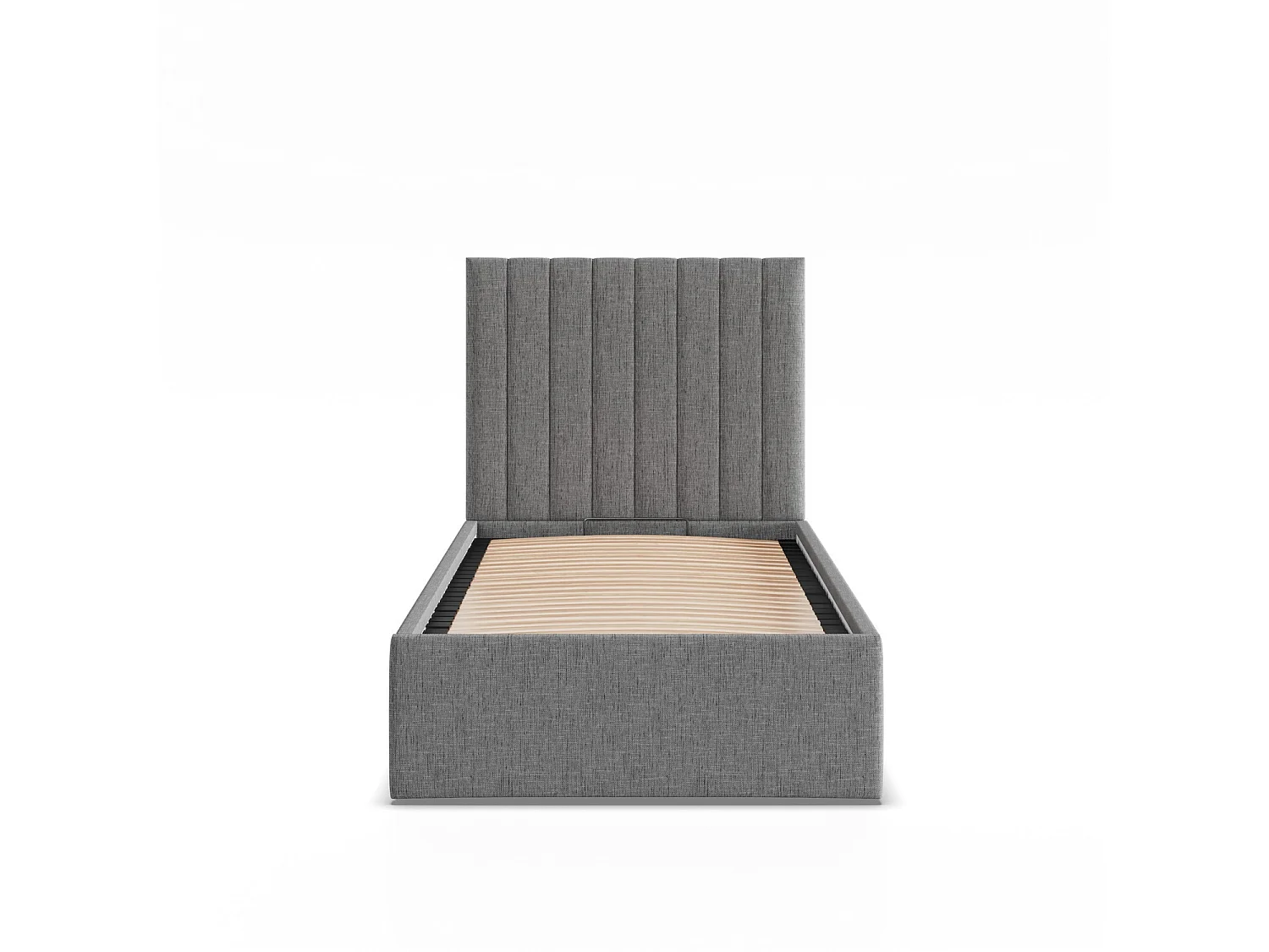 Łóżko tapicerowane z zagłówkiem 90x200 cm, z pojemnikiem na łóżko, szare