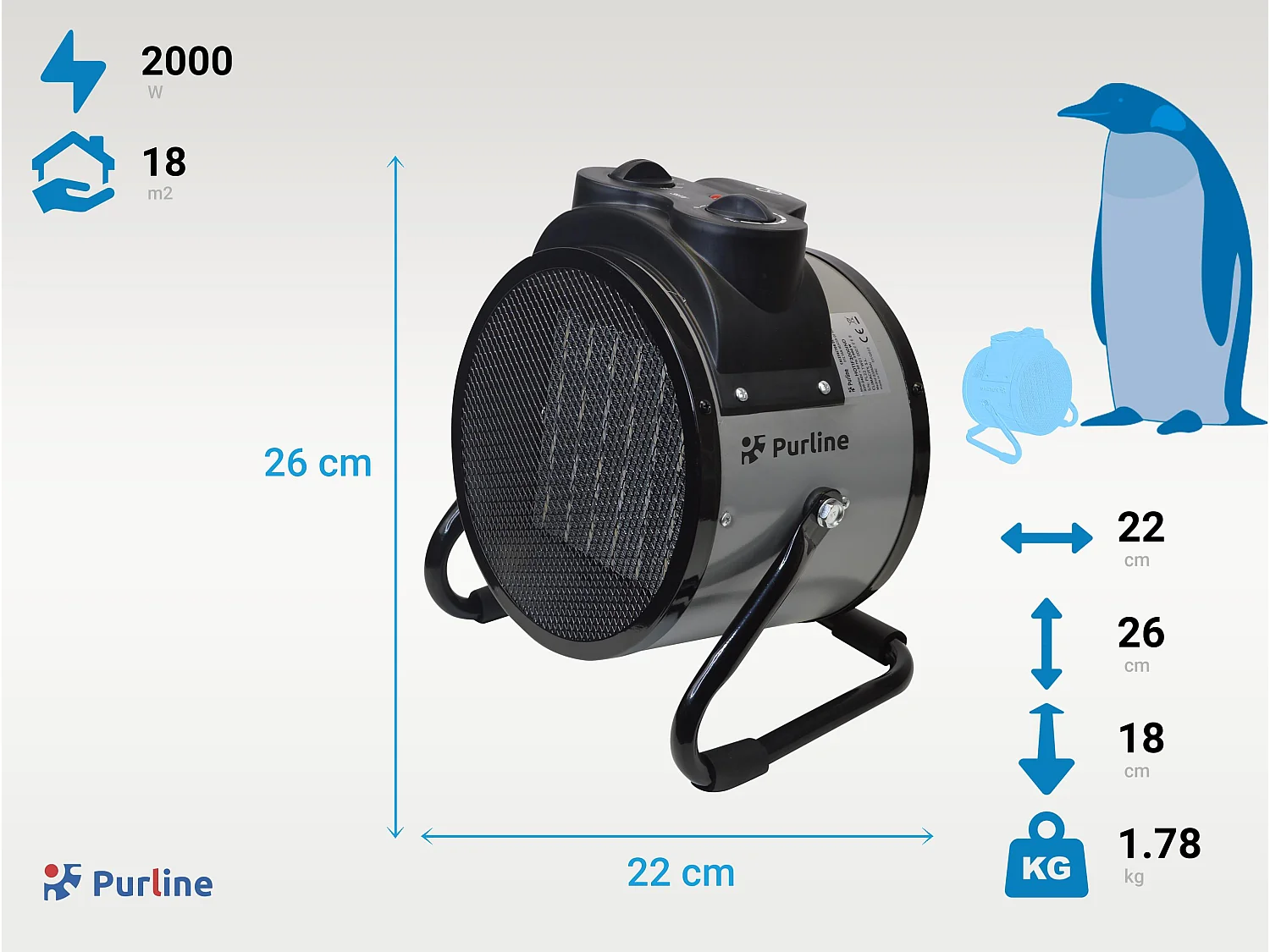 Aquecedor industrial em cinzento