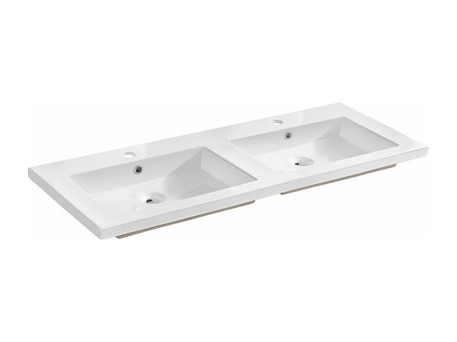 Double vasque en céramique Spirit - 46 x 121 x 14 cm - Blanc