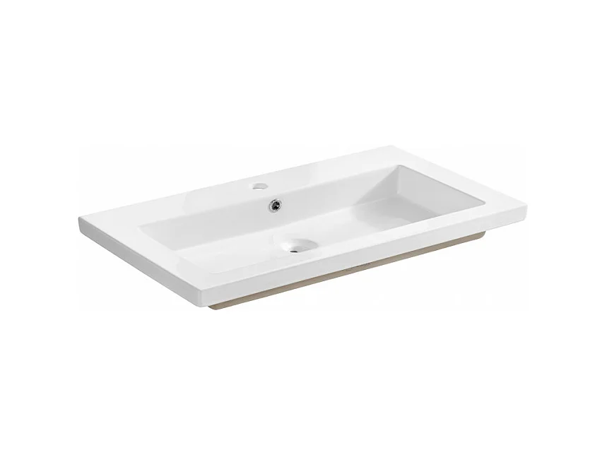 Vasque à encastrer en céramique - L 101 x P 46 x H 14 cm - Blanc