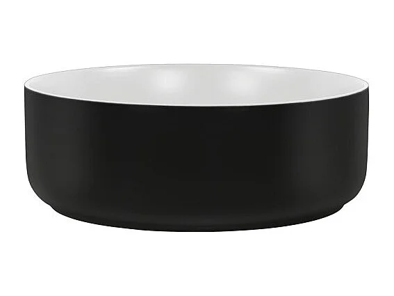 Vasque à poser en céramique - Blanc et noir - D 36 x H 13 cm