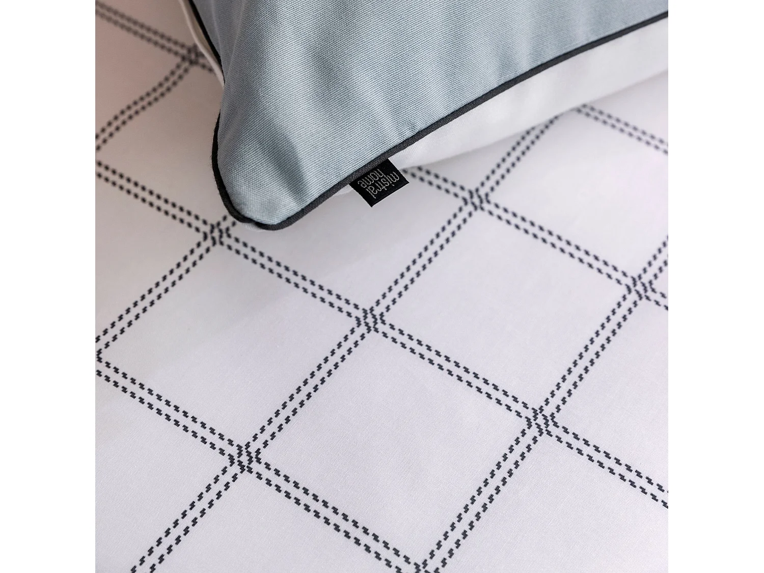 Parure de lit Ribe à carreaux bleus 260x240 cm