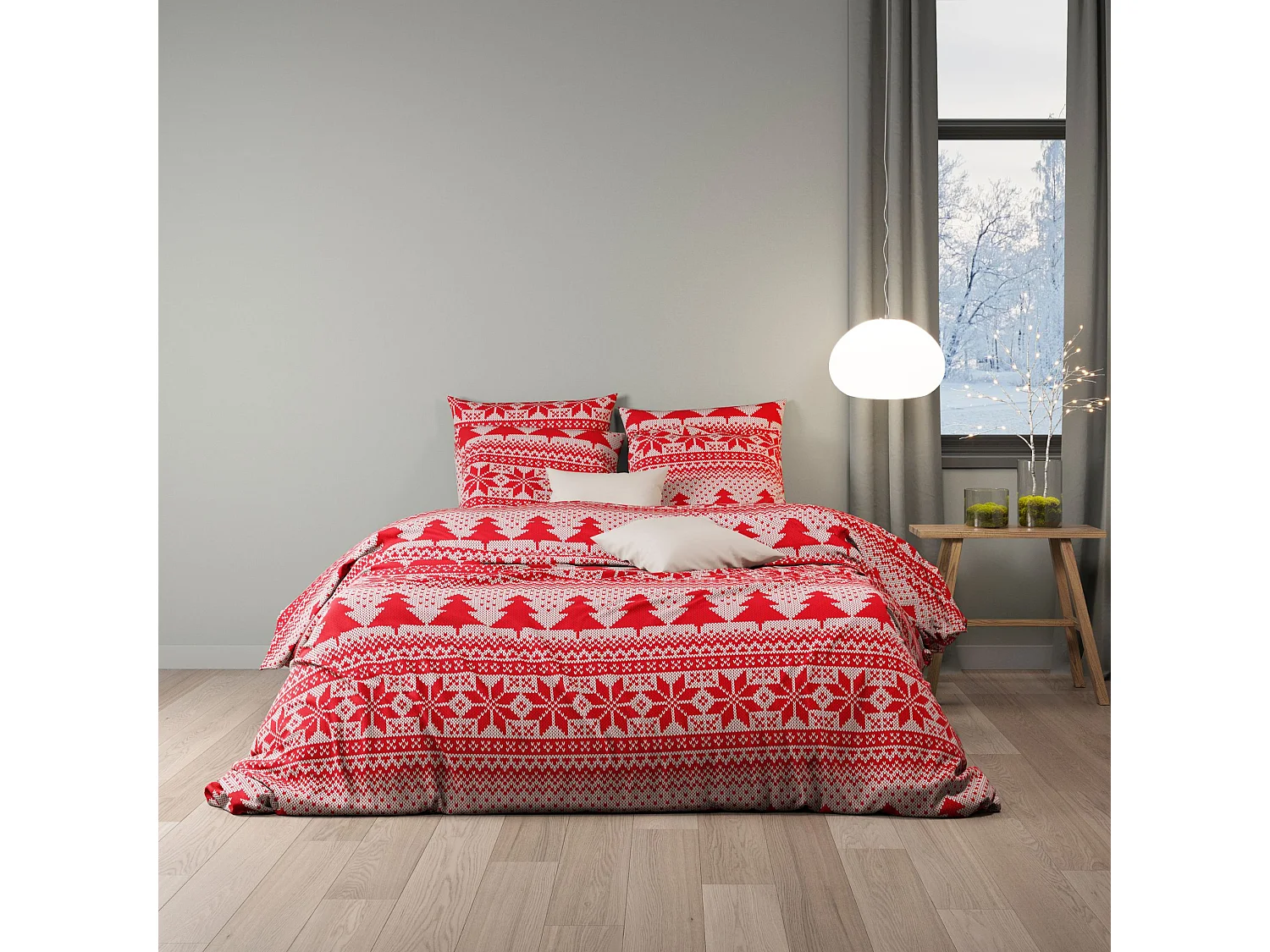 Parure de lit flanelle pin 200x200 cm