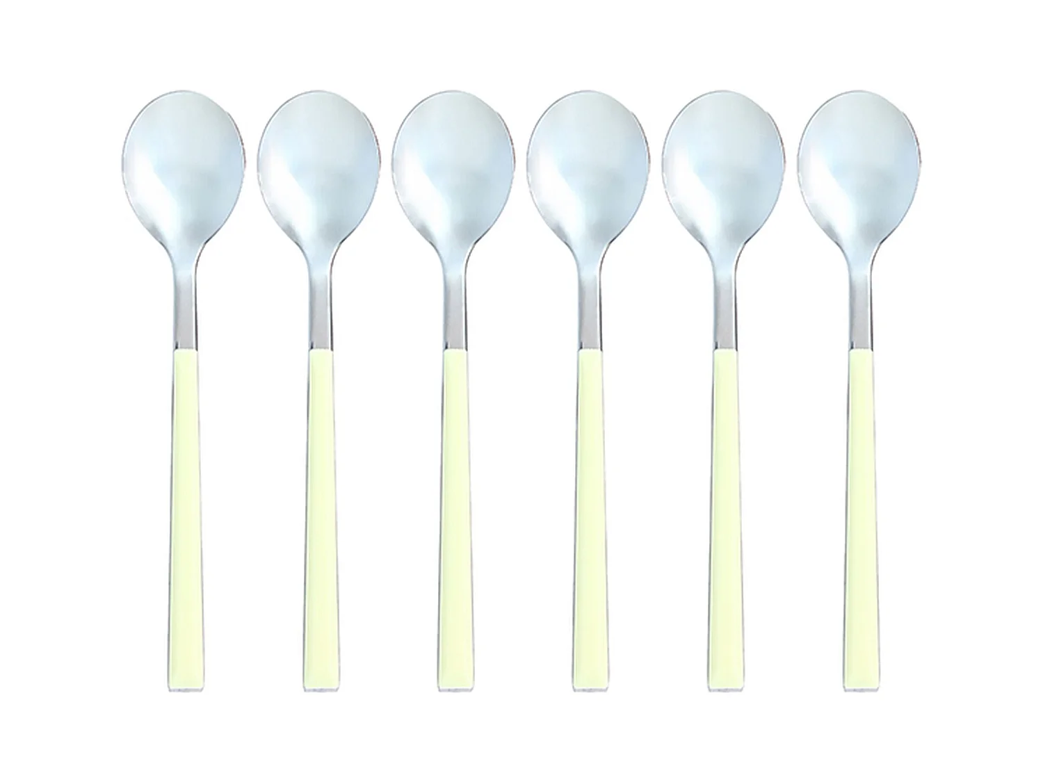 Novastyl - Lot 6 Cuilleres A Cafe Colorama 16.5cm En Acier Inoxydable Creme