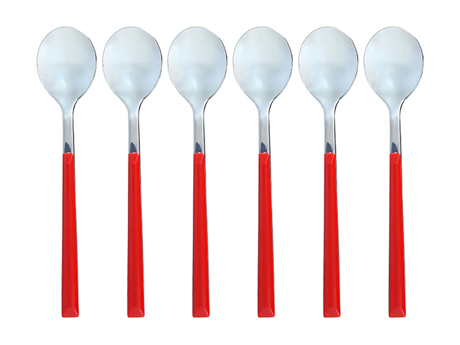 Novastyl - Lot 6 Cuilleres A Cafe Colorama 16.5cm En Acier Inxoydable Magenta