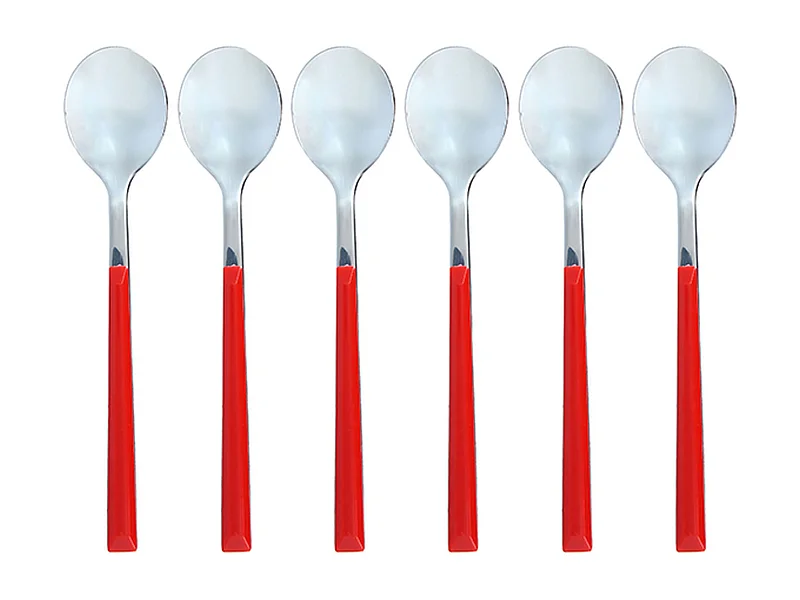 Novastyl - Lot 6 Cuilleres A Cafe Colorama 16.5cm En Acier Inxoydable Magenta