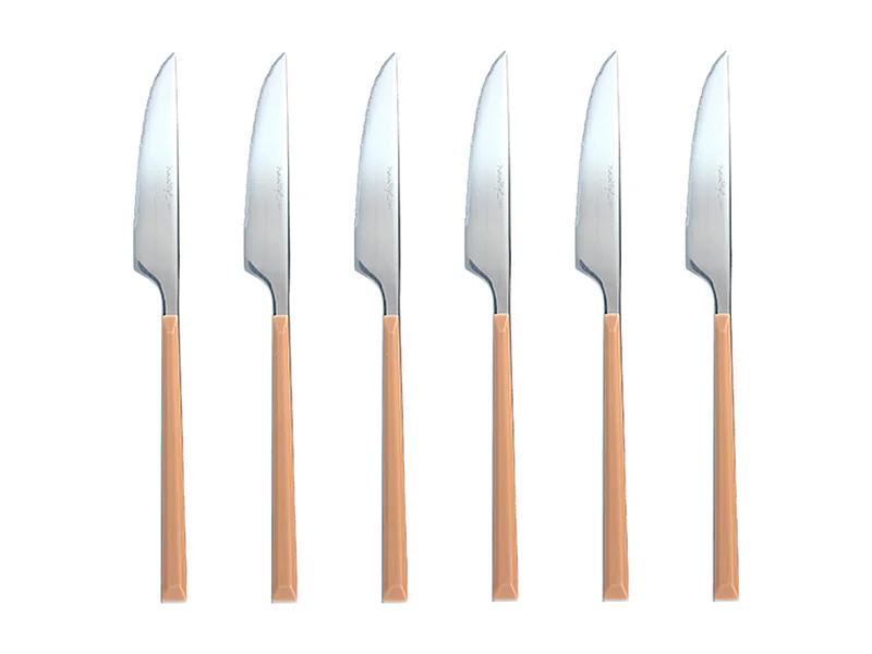 Novastyl - Lot 6 Couteaux De Table Colorama 23.5cm En Acier Inoxydable Noisette