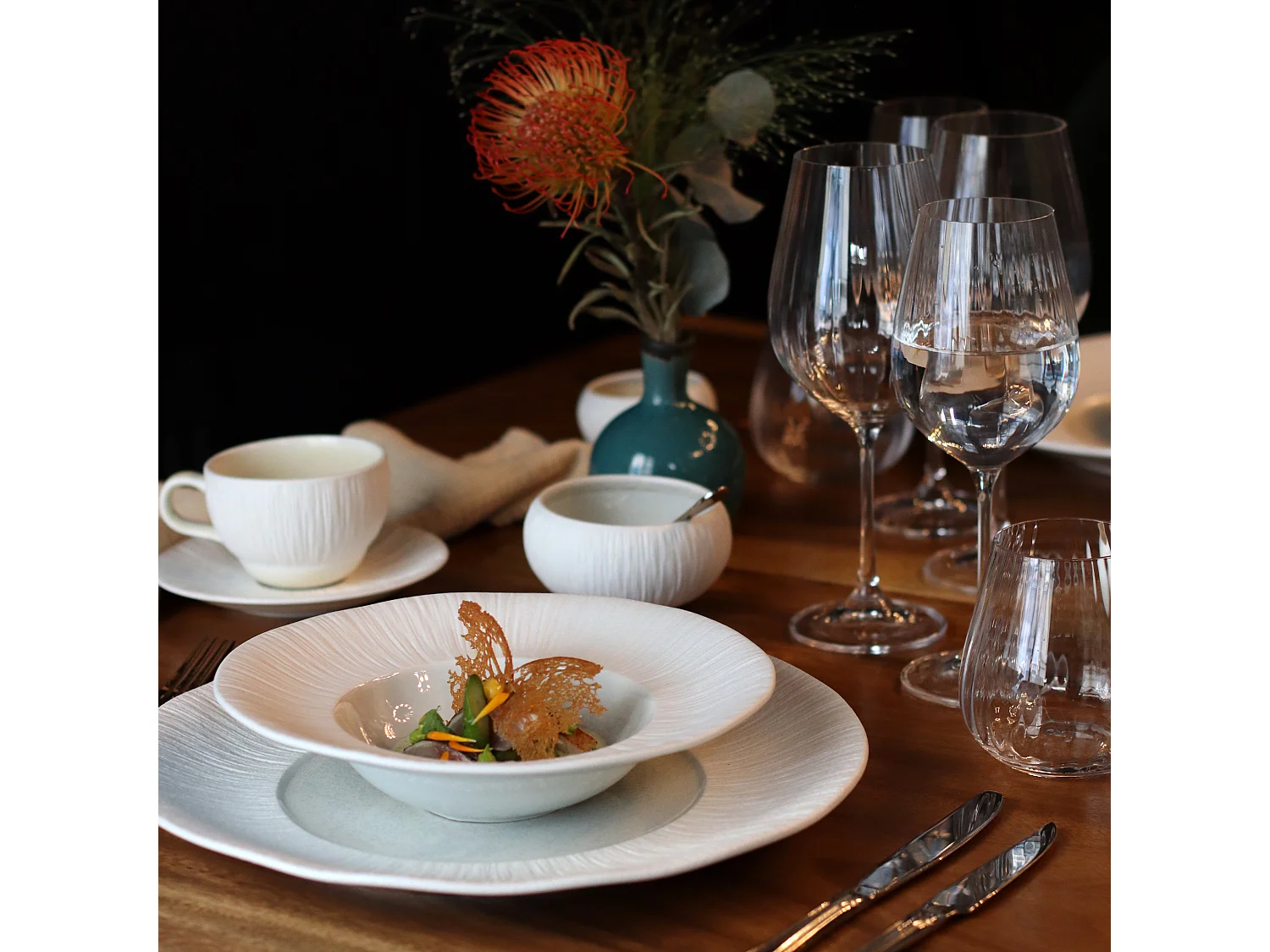 Ogo Living - Lot 6 Bols Urus 10cm En Porcelaine Bleu Et Blanc