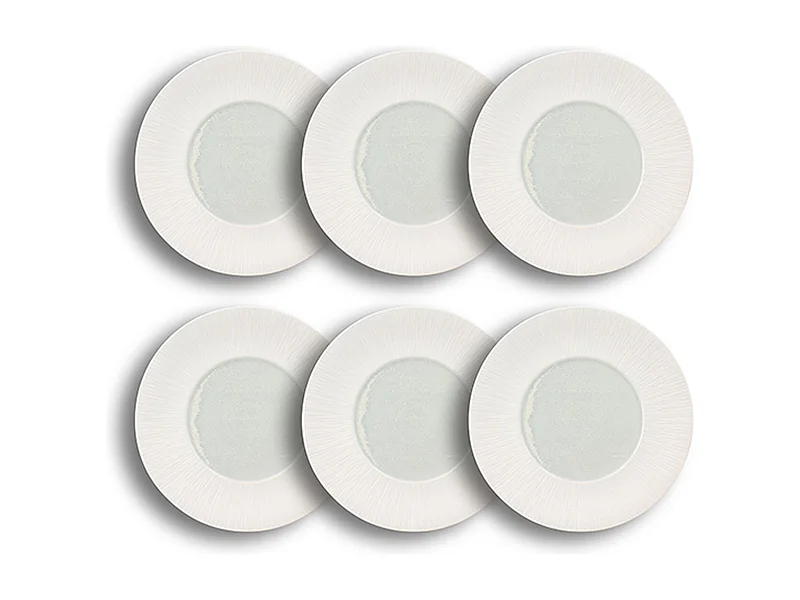 Ogo Living - Lot 6 Assiettes Plates Urus 31cm En Porcelaine Bleu Et Blanc