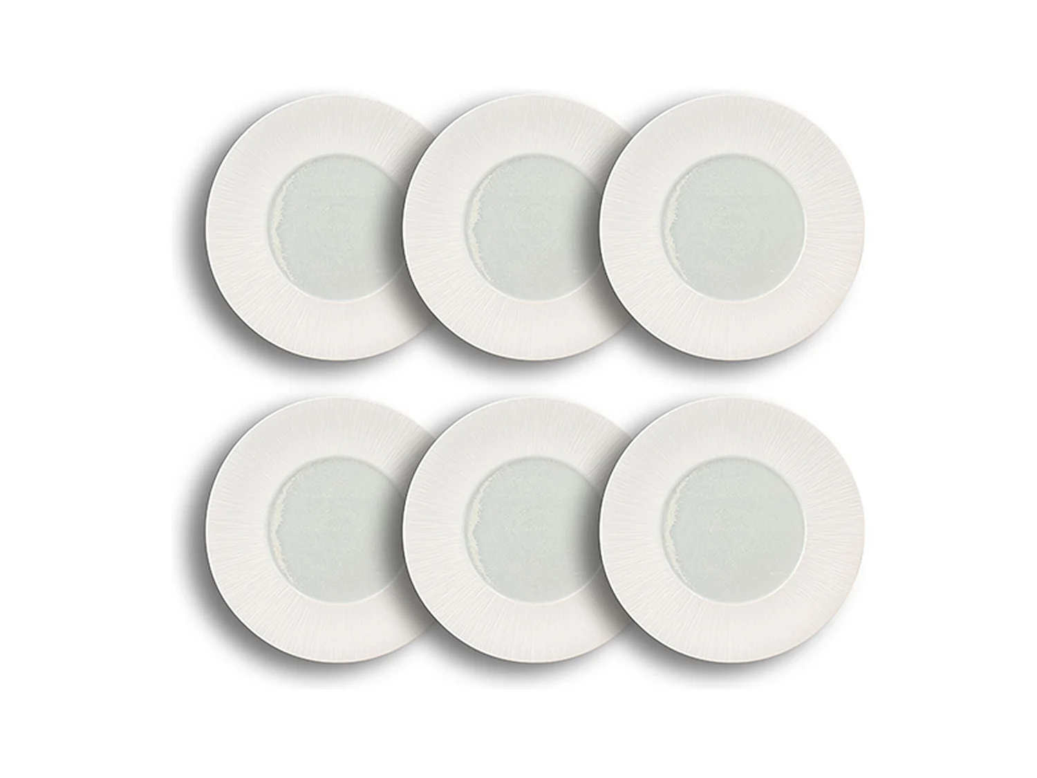 Ogo Living - Lot 6 Assiettes Plates Urus 31cm En Porcelaine Bleu Et Blanc