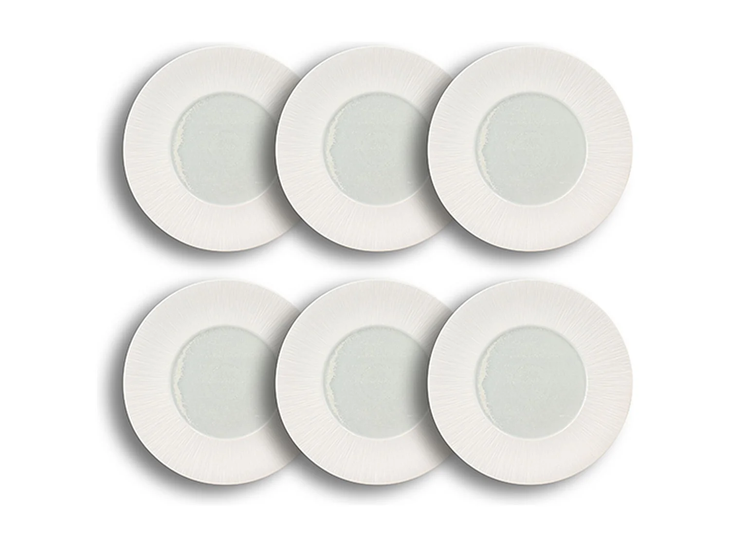 Ogo Living - Lot 6 Assiettes Plates Urus 31cm En Porcelaine Bleu Et Blanc