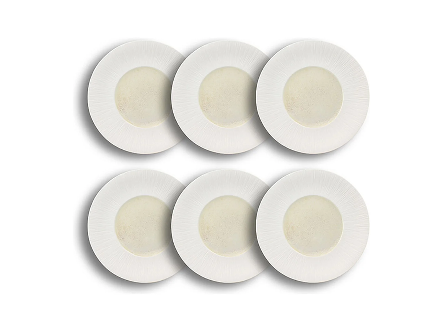 Ogo Living - Lot 6 Assiettes Plates Urus 28.5cm Porcelaine Beige Et Blanc