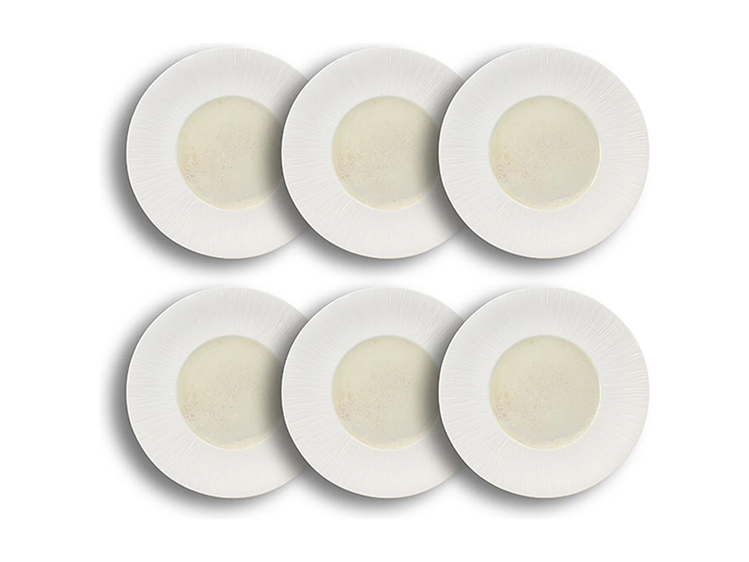 Ogo Living - Lot 6 Assiettes Plates Urus 28.5cm Porcelaine Beige Et Blanc