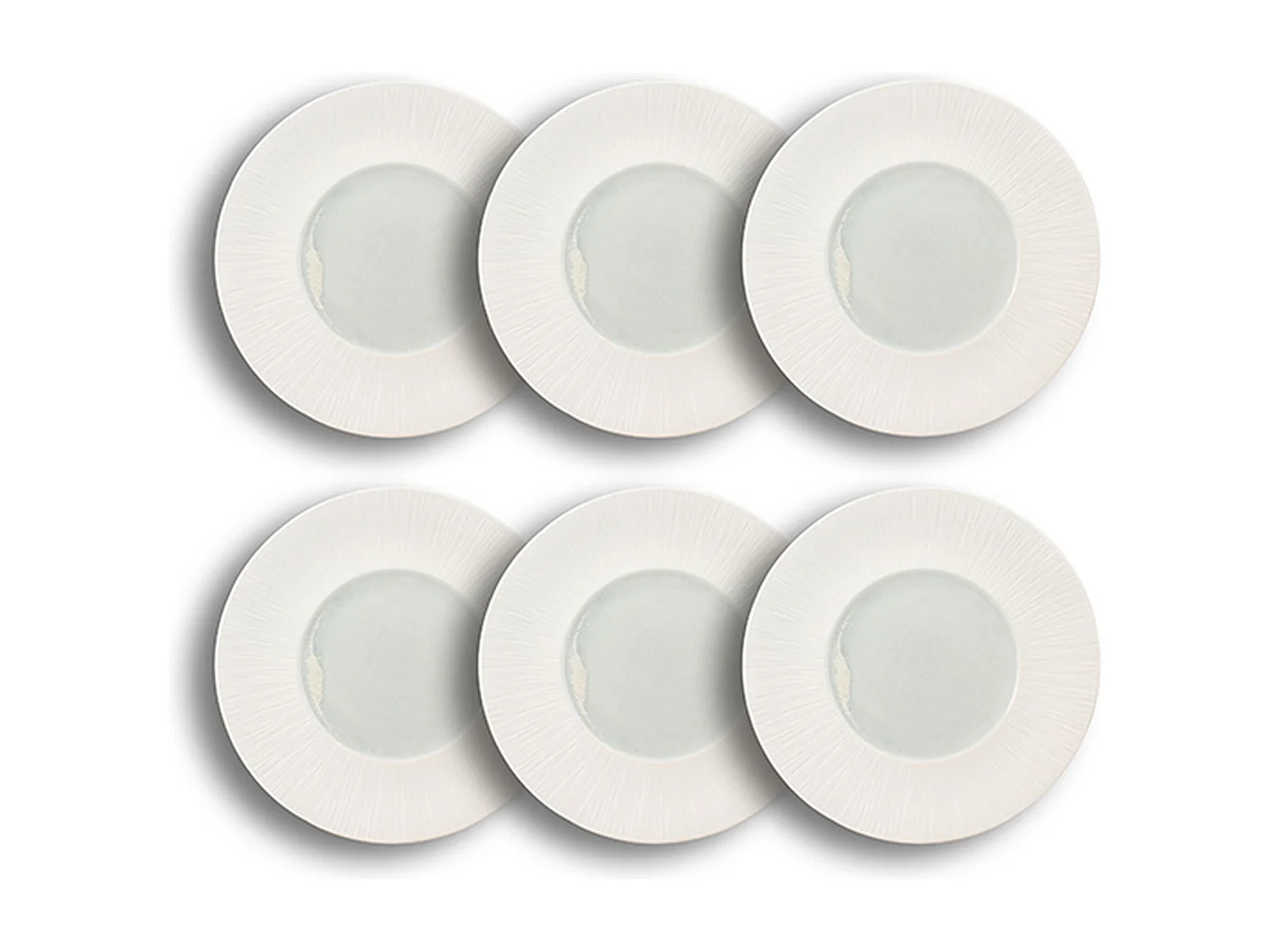 Ogo Living - Lot 6 Assiettes Plates Urus 28.5cm En Porcelaine Bleu Et Blanc