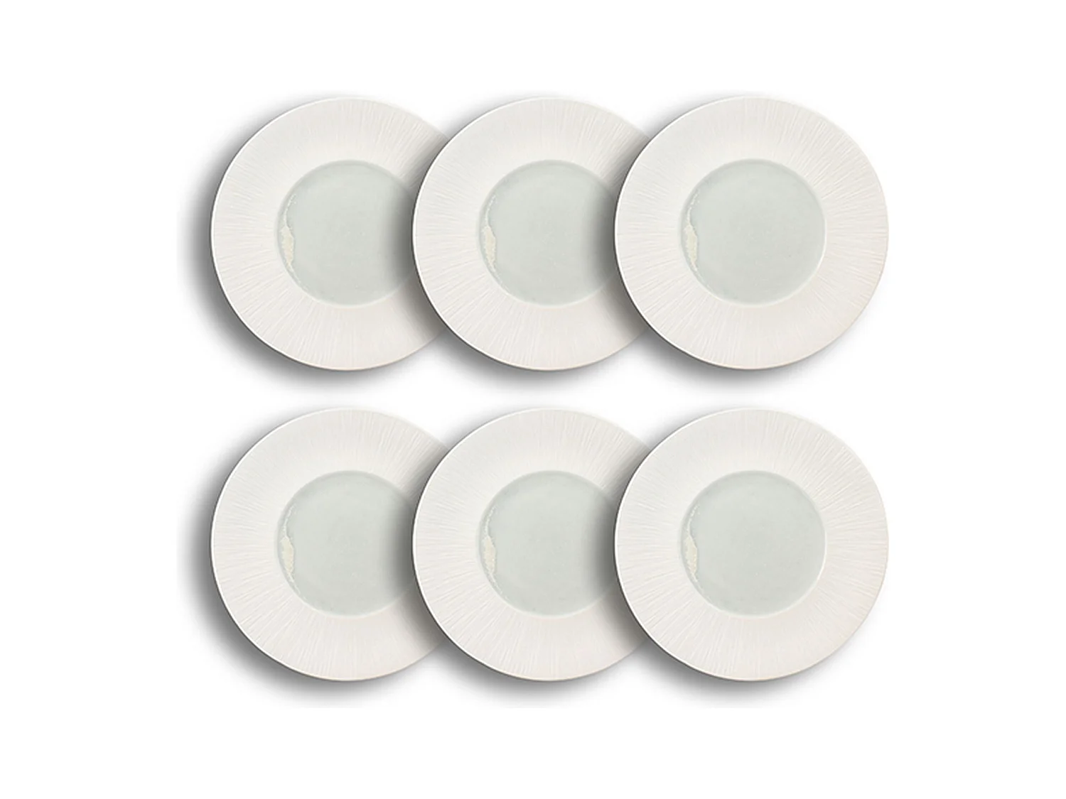Ogo Living - Lot 6 Assiettes Plates Urus 28.5cm En Porcelaine Bleu Et Blanc
