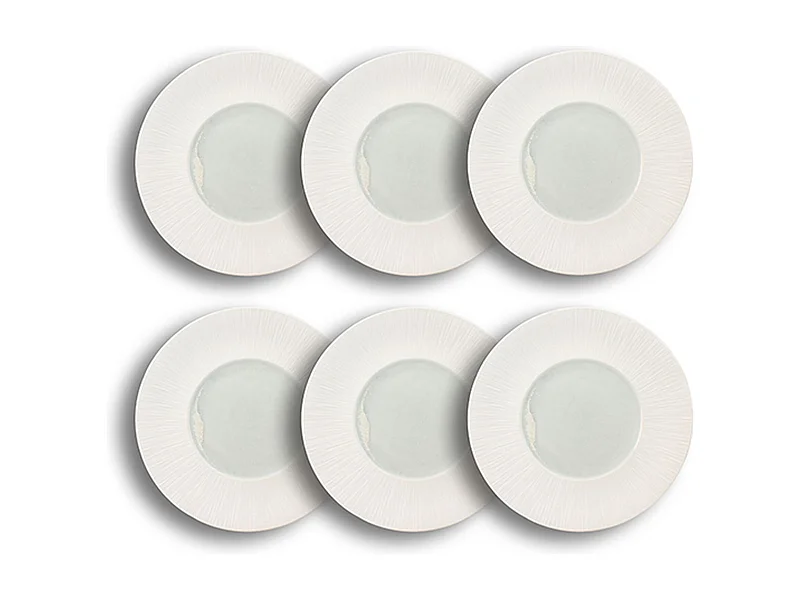 Ogo Living - Lot 6 Assiettes Plates Urus 28.5cm En Porcelaine Bleu Et Blanc