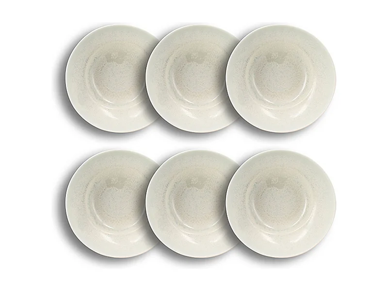 Ogo Living - Lot 6 Assiettes Creuses Urus 20cm En Porcelaine Bleu Et Blanc