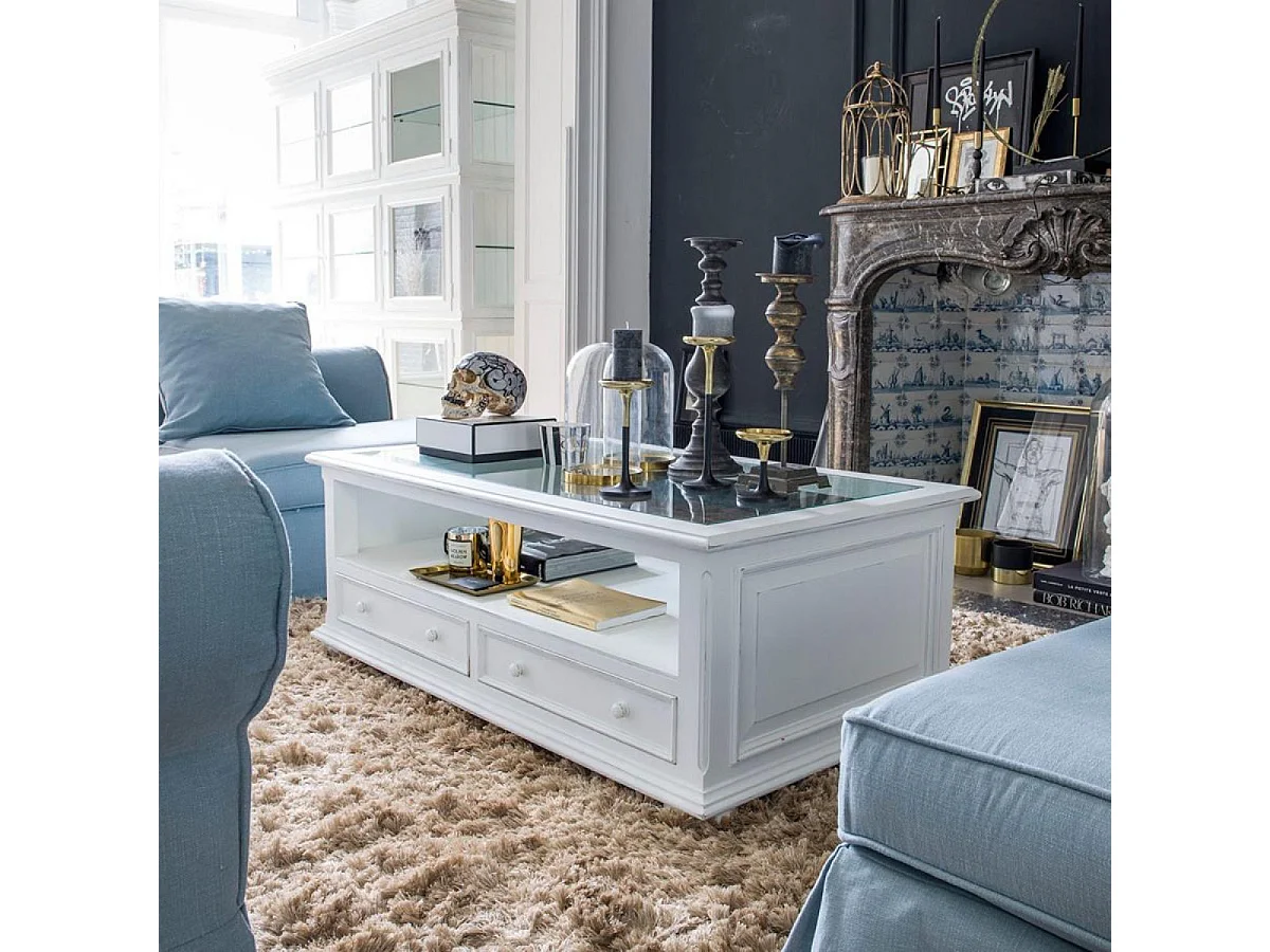 Table basse rectangulaire MDF Blanc - Harmonie Interior's