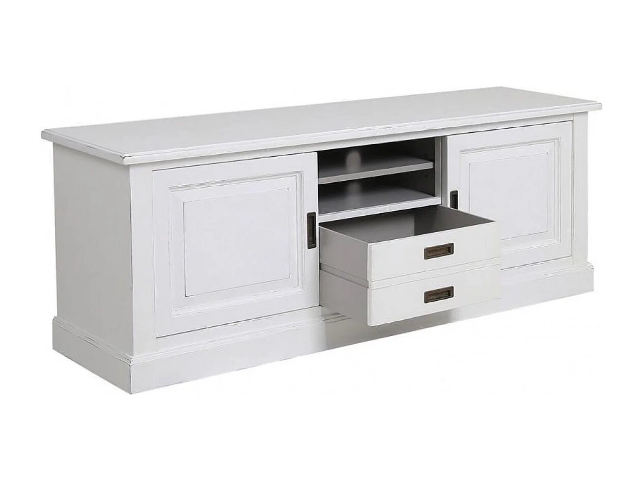 Meuble tv avec rangements MDF Blanc - Rhode Island Interior's