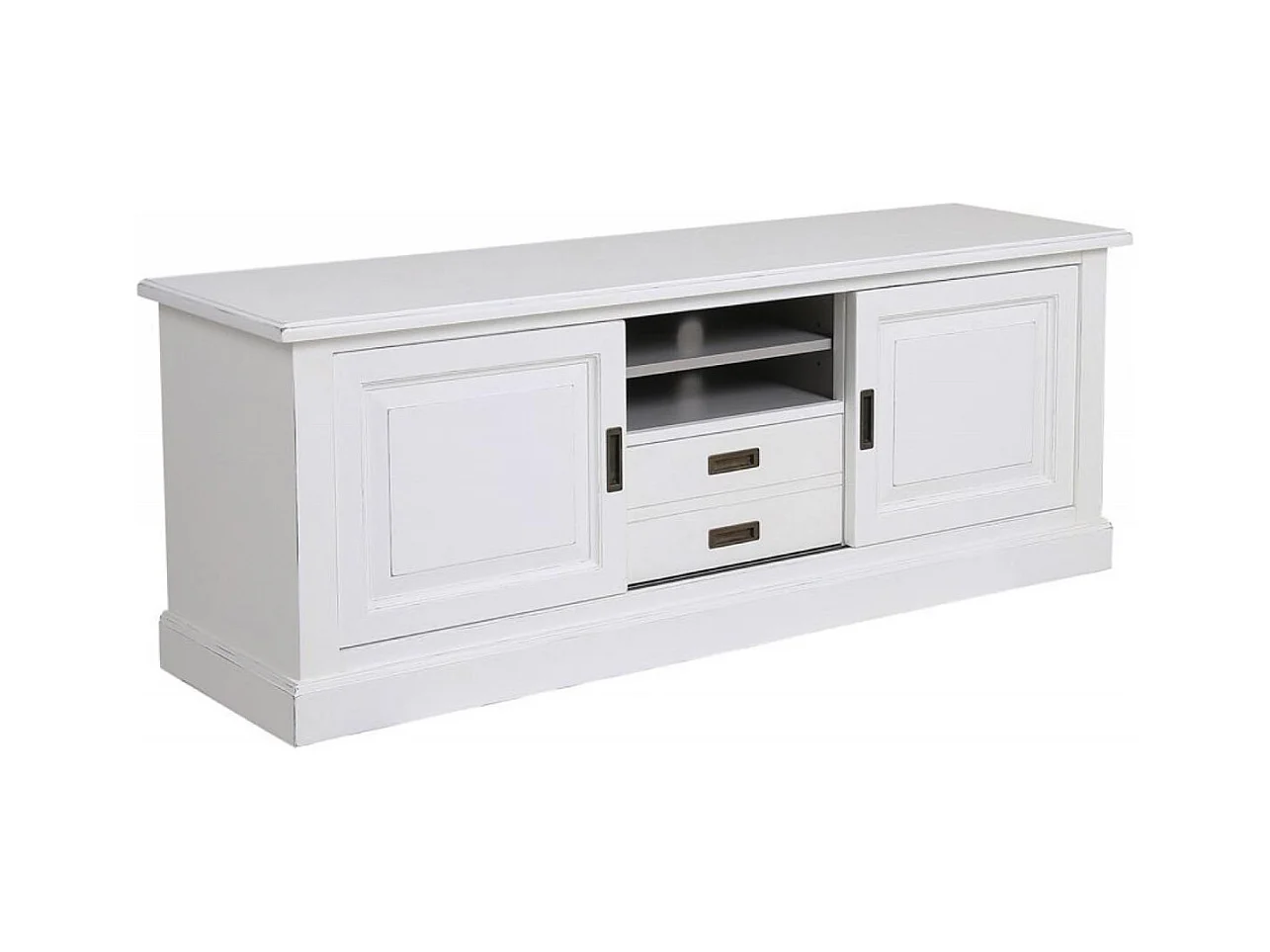 Meuble tv avec rangements MDF Blanc - Rhode Island Interior's